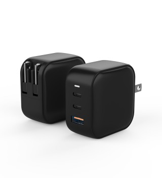 Mini 65W USB-C Charger, 65W 3-port Foldable GaN Charger