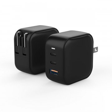 Mini 65W USB-C Charger, 65W 3-port Foldable GaN Charger